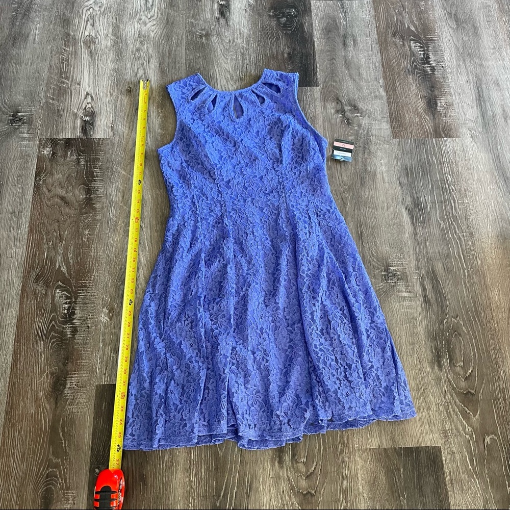 NEW Gabby Skye Jewel Neck Lace Dress, Periwinkle, Size 12